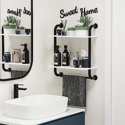 3 Tier Wall Shelves Over Toilet Rustic Industrial Floating Shelf - color: White, size: 2 tier