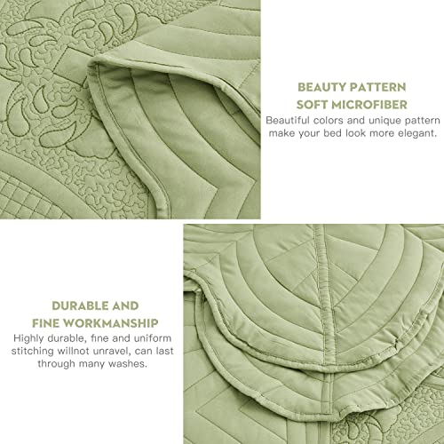 DaisyHuang Bedspread - Full Size Bedding Cover - Modern & Contemporary Coverlet Set, Real Stitching, Reversible, Lightweight, 5 Piece, Sage Green - color: Sage Green, size: Full(96"x110")