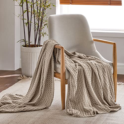 Bedsure Cooling Cotton Waffle Twin XL Blanket - Lightweight Breathable Blanket of Rayon Derived from Bamboo for Hot Sleepers, Luxury Throws for Bed, Couch and Sofa, Warm Taupe, 66x90 Inches - color: 03 - Warm Taupe, size: Twin XL (66" X 90")