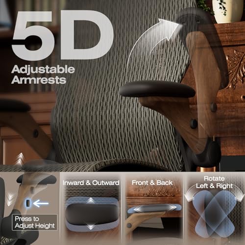 X100 Ergonomic Mesh Office Chair with Footrest, Big and Tall Home Desk Chair with 5D Flip-Up Arms, Adjustable 3D Lumbar Support, Gaming & Executive Computer Chair (Coffee Break) - color: Coffee Break
