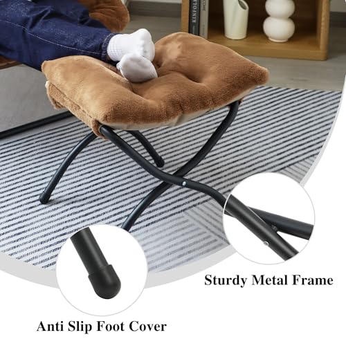 15"(H) Folding Ottoman, Set of 2, Foldable Footrest Stool, Small Foot Stool for Couch, Collapsible Foot Rest Ottoman for Sofa, Accent Padded Ottomans for Living Room, Bedroom, Brown - color: Brown 2pcs