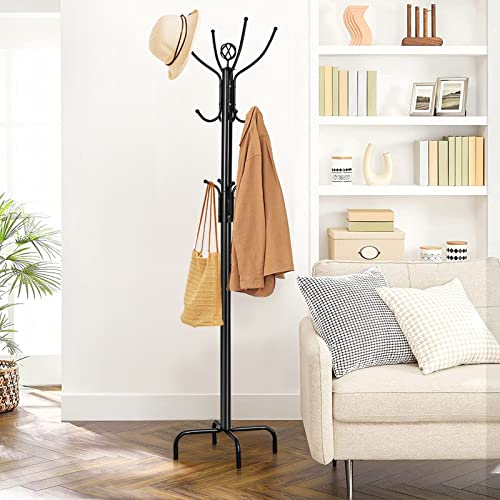 Tangkula Coat Rack Freestanding, 78 Inch Heavy Duty Metal Coat Tree, Free Standing Entryway Hat Coat Jacket Umbrella Holder, Clothes Hanger with Base Coat Rack Stand Black