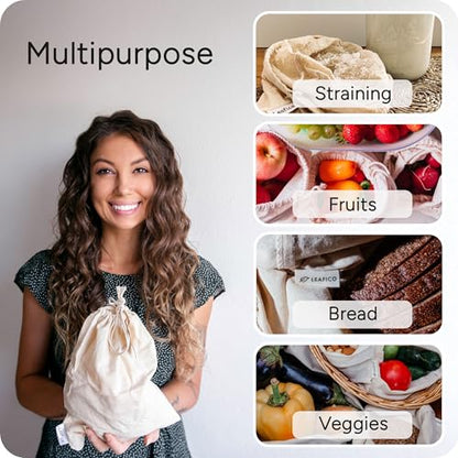 Muslin Cloth Bags with Drawstrings - Set of 8 (S, M, L, XL) - Reusable Natural Cotton Bags for Bulk Food Storage - Canvas Fabric Sachets - size: Set of 8 Mixed (S,M,L,XL)