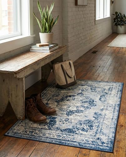 Rugs.com - Monte Carlo Rug – 2' x 3' 1 Blue Easy-Clean Rug – Perfect for Entryways, Kitchens, and Bathrooms - color: Blue, size: 2'2" x 3' (Rectangular)