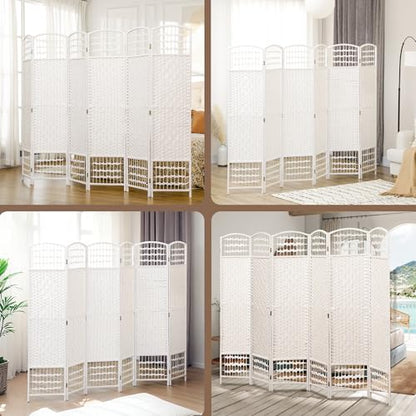 HOMCOM 6 Panel Room Divider, Folding Privacy Screen, 5.6', White | Room Separator, Wave Fiber Freestanding Partition Wall Divider - color: White, size: 6 Panel