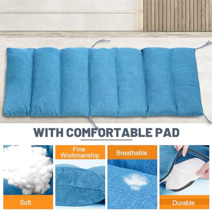 Comfy Folding Chair, Folding Lounge Chair with Cushion, Reclining Chair - color: Sky Blue