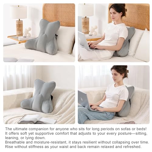 Lumbar Back Pillow (Pat. Pend), Supportive Back Cushion for Bed, Couch & Recliner, Ergonomic Lumbar Pillow with Customizable Firmness for Lower Back Pain Relief, Zinc Gray - color: Zinc Gray