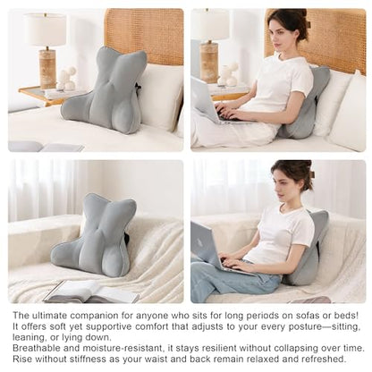 Lumbar Back Pillow (Pat. Pend), Supportive Back Cushion for Bed, Couch & Recliner, Ergonomic Lumbar Pillow with Customizable Firmness for Lower Back Pain Relief, Zinc Gray - color: Zinc Gray