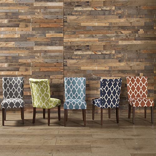 HomePop Parsons Classic Upholstered Accent Dining Chair, Set of 2, Teal and Cream Geometric - color: Teal and Cream, style: Pack of 2