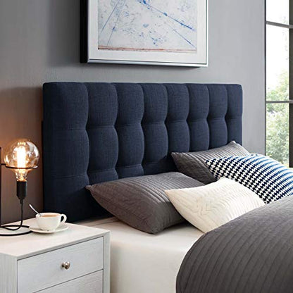 Modway Lily Tufted Linen Fabric Upholstered Full Headboard in Navy - color: Navy, size: Full