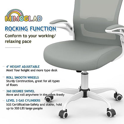 Mimoglad Ergonomic High Back Mesh Office Chair, Adjustable Lumbar Support, Thickened Seat Cushion (Modern, Moon Gray) - color: Moon Gray