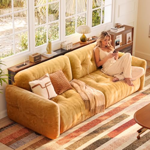 Huuger 63.4-78.3'' Extendable Behind Couch Table with Outlets, Rustic Brown | Stepless Length Adjustment, 2 Power Stations with USB-C Ports, Long Console Table, Slim Sofa Table - color: Rustic Brown, size: 62.9- 78.3"W x 29.5"H