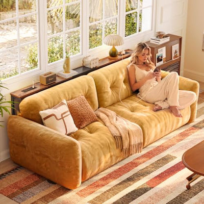 Huuger 63.4-78.3'' Extendable Behind Couch Table with Outlets, Rustic Brown | Stepless Length Adjustment, 2 Power Stations with USB-C Ports, Long Console Table, Slim Sofa Table - color: Rustic Brown, size: 62.9- 78.3"W x 29.5"H