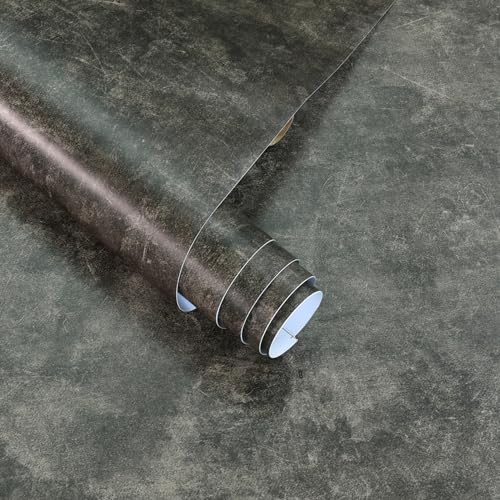 3yecao 16"×118" Thick Dark Tan Grey Concrete Wallpaper Peel and Stick Glossy Charcoal Gray Concrete Contact Paper Vinyl Adhesive Waterproof Brown Taupe Cement Stickers for Countertops Kitchen Walls - color: Dark Brown Grey, size: 16" x 118"