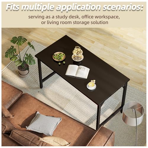 Grandder 32 inch Computer Desk, Small Home Office Desk Study Writing Kid Table for Small Spaces, Simple PC Gaming Desk, Adjustable Feet, Black - color: Black, size: 32 Inch