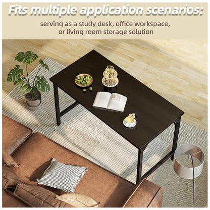 Grandder 32 inch Computer Desk, Small Home Office Desk Study Writing Kid Table for Small Spaces, Simple PC Gaming Desk, Adjustable Feet, Black - color: Black, size: 32 Inch