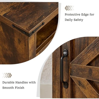 Farmhouse Entryway Table Set of 3, Console Table with Storage and 2 End Tables, Rustic Sofa Table Set for Living Room, Hallway, Bedroom, Brown - color: 3pcs-brown
