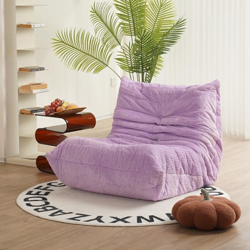 N&V Mid Century Armless Floor Sofa, Soft Premium Corduroy, Lavender - color: Lavender