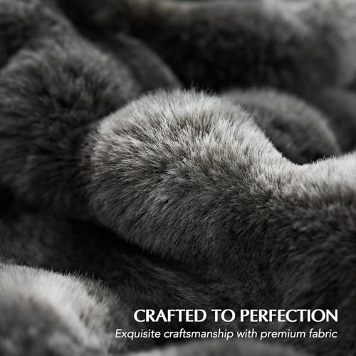 Faux Rabbit Fur Bubble Throw Blanket, 50"x60", Marble Black | Ultra Soft, Luxury Faux Rabbit Fur Throw, Thick Warm Bubble Blanket, Cozy Fluffy Reversible, for Bed, Couch, Chair, Sofa - color: Black Marble, size: 50"x60"