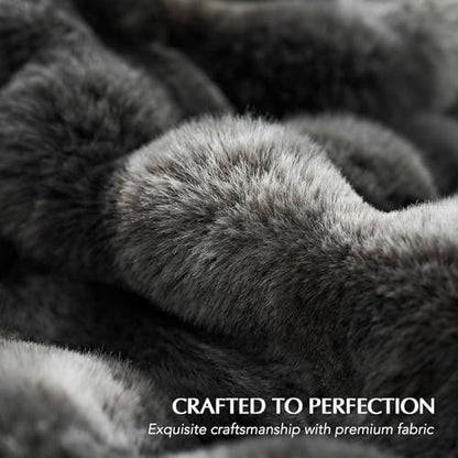 Faux Rabbit Fur Bubble Throw Blanket, 50"x60", Marble Black | Ultra Soft, Luxury Faux Rabbit Fur Throw, Thick Warm Bubble Blanket, Cozy Fluffy Reversible, for Bed, Couch, Chair, Sofa - color: Black Marble, size: 50"x60"