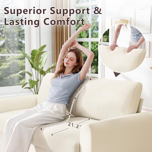 Ihanherry 68" Loveseat Sofa, Small Couch for Small Spaces, Comfy Chenille Sofa with Spring Cushion and Wood Frame, Mid Century Modern Couch, Deep Seat Couch for Living Room Bedroom Office, Beige - color: Beige