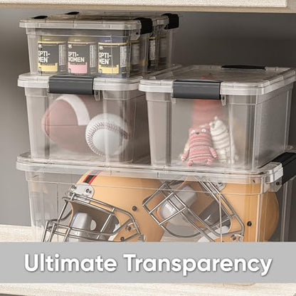 Superio Clear Storage Bins with Lids, 3 Quart BPA Free Plastic Containers, Transparent Boxes for Organizing, Stackable Crates, Organizer Totes for Home, Office, School, and Dorm - size: 3.5 Qt, style: 8 Pack