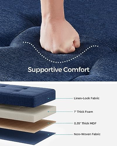 SONGMICS Storage Ottoman Bench, Foldable Foot Rest with Legs | End of Bed Bench, Storage Chest, 43.3 x 15 x 15.8 Inches, Load up to 661.4 lb, Midnight Blue, MELISA Collection ULSF018I01 - color: Midnight Blue, style: without Flipping Lid