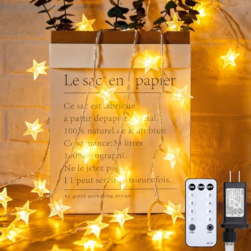 Minetom Star String Lights - color: Warm White - 66ft
