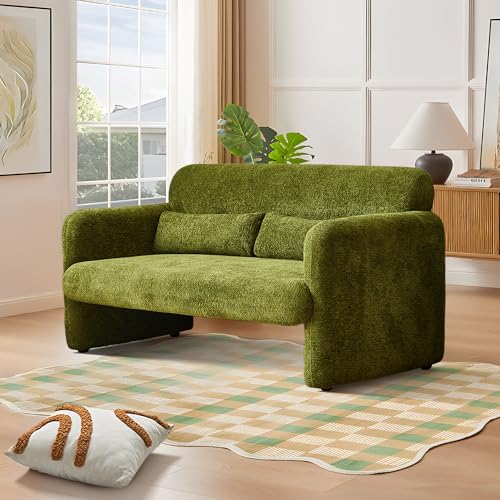 59" W Loveseat Sofa, Modern Love seat Couch, Solid and Easy to Install, Upholstered 2-Seater Couch for Bedroom, Apartment, Living Room，Green - color: Green, size: 30.31"D x 59.08"W x 31.5"H