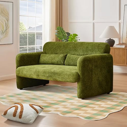 59" W Loveseat Sofa, Modern Love seat Couch, Solid and Easy to Install, Upholstered 2-Seater Couch for Bedroom, Apartment, Living Room，Green - color: Green, size: 30.31"D x 59.08"W x 31.5"H