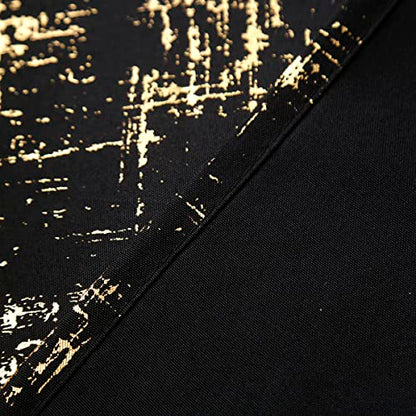 Taisier Home Gold Foil Print Linen Textured Curtains Geometric Dots Pattern Design Curtains for Nursery Toy Room Thermal Insulated Window Treatment 2 Panels 54" L,Black and Gold Drapes Print - color: Black/Gold, size: 52"W x 54"L (Pack of 2)