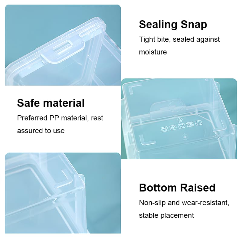 2 Pcs Mini Plastic Storage Containers Box with Lid, Mixed Sizes Rectangular Organizer for Small Items, Charger, Remote Control, Home, Office and School supplies, Stackable, Clear