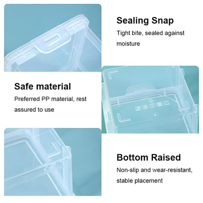 2 Pcs Mini Plastic Storage Containers Box with Lid, Mixed Sizes Rectangular Organizer for Small Items, Charger, Remote Control, Home, Office and School supplies, Stackable, Clear