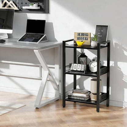 3-Tier Book Shelf, Bookcase with a Back Panel, Storage Shelves for Bedroom, Living Room & Home Storage (Black) - color: Black