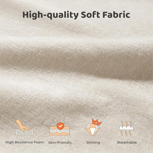 RECCI AirFrame King Upholstered Bed Frame with Ergonomic Angled Headboard | Ergonomic Angled Headboard, 360° Soft Foam Surround, Low Profile Cloud Bed Frame, No Box Spring Required, Easy Assembly - color: Beige Chenille, size: King