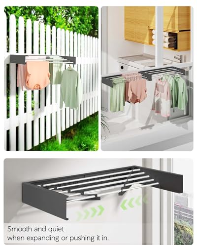 Vikaqi Wall Mounted Clothes Drying Rack 32", Foldable Wall Mount Laundry Rack Folding Indoor, Drying Rack Clothing Collapsible, Hidden Space Saver with Wall Template, 5 Rods, Black - color: Black, size: 32" Wide