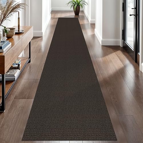 Washable Runner Rug, Non Slip Hallway Rug, 2x12 Ft, Taupe/Coffee | Washable Braided Runner Carpet,, Non Slip Rubber Dot Backed, For Hallway, Kitchen, Entryway, Bedroom, Laundry Room, Foyer - color: Taupe/Coffee, size: 2' x 12' (Rectangular)