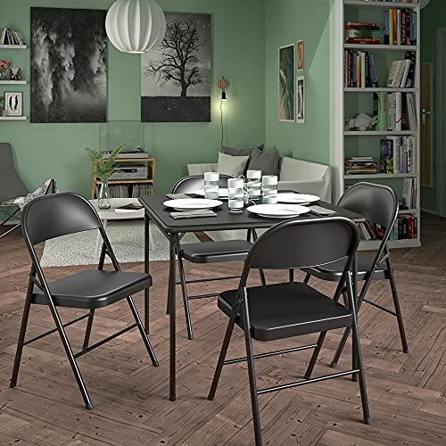 COSCO 34" Square Vinyl Top Folding Card Table, Black - color: Black