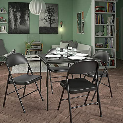 COSCO 34" Square Vinyl Top Folding Card Table, Black - color: Black