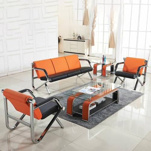 LITFAD Modern Simple Style Reception Chair Waterproof Sofa with Soft Seat, Arms & Alloy Legs, Leisure Sofas for Living Room Hotel Office, 3 Piece Set, 2 Chairs & 3-Seater Sofa - color: 3 Piece Set - 2 Chairs & 3-seater Sofa