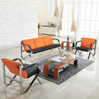 LITFAD Modern Simple Style Reception Chair Waterproof Sofa with Soft Seat, Arms & Alloy Legs, Leisure Sofas for Living Room Hotel Office, 3 Piece Set, 2 Chairs & 3-Seater Sofa - color: 3 Piece Set - 2 Chairs & 3-seater Sofa