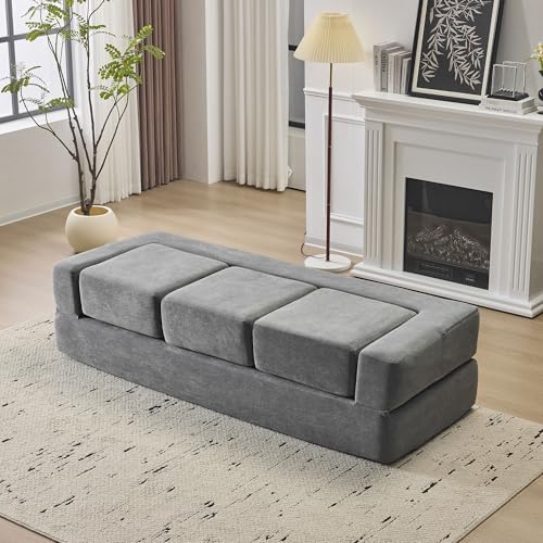 Detachable Combinable Reclinable Modular Sofa, Dual Purpose Lazy Sofa Bed for Small Apartments Rental Homes Living Room Bedroom (Grey) - color: Grey