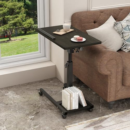TigerDad Mobile Adjustable Height Laptop Stand PC Computer Portable Notebook Swivel Laptop Desk Rolling Table Desk Cart Tiltable with Wheels Casters& Mouse Pad Table - color: Dekuwood
