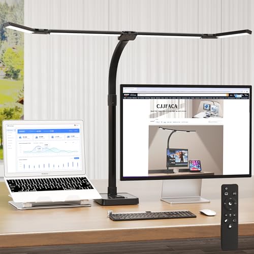 Office Home Desk Lamp,24W Super Bright Eye-Care Desk Lamp,Adjustable Gooseneck Office LED Task Light with Soft Non-Glare Lighting,Suitable for Studying,Reading (Black) (Plus) - size: Plus
