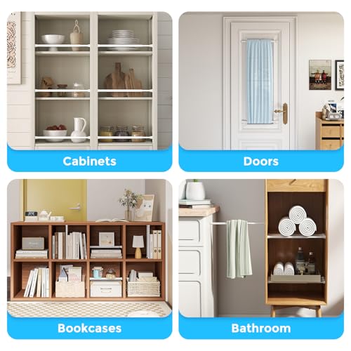 4PCS Small Spring Tension Curtain Rod 8 to 12 Inch, Mini DIY Tension Rods No Drill for Slim Window Sidelights, White - color: White, size: 8 to 12inch-4pcs