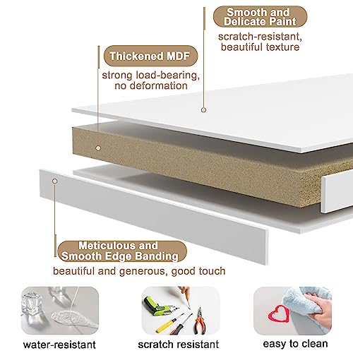 ChooChoo 40 Inches Farmhouse Computer Desk with 2 Drawers | Wooden Writing Desk, Study Desk for Home Office, Makeup Vanity, White - color: White, size: 40inch without Power Outlet