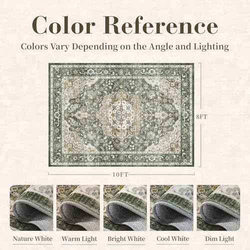 PADOOR 8X10 Area Rug,Rugs for Living Room,Soft Olive Rugs for Bedroom,Machine Washable Rug Non Slip Carpet for Dining Room Living Room Bedside Office - color: Olive, size: 8' x 10' (Rectangular)