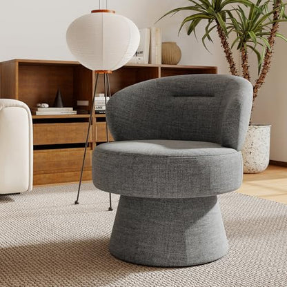 360° Swivel Accent Chairs Set of 2, Modern Chenille Upholstered Boucle Dining Chair with Back, Vanity Chair Accent Armchair Side Chairs for Dining/Living Room, Bedroom, Gray - color: Grey, size: 2 Chairs