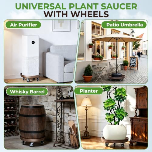 Plant Caddy With Wheels 13" Metal Plant Saucers for Indoors 350 Lb Capacity | Rolling Plant Stand, 360° Locking Casters Heavy Duty Planter Caddies, Rustproof and Waterproof, and Easy to Move, 1 Pack - size: 1 PACK 13 INCH