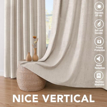 H.VERSAILTEX Linen Blackout Curtains 54 Inches Long 100% Blackout Thermal Insulated Textured Linen Look Curtain Draperies Anti-Rust Grommet, Energy Saving with White Liner, 2 Panels, Natural - color: Natural, size: 52"W x 54"L (Pack of 2)